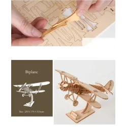 Navire de voile - biplane - vapeur locomotive - voiture - puzzle en bois 3D - kit de montage - découpe laser